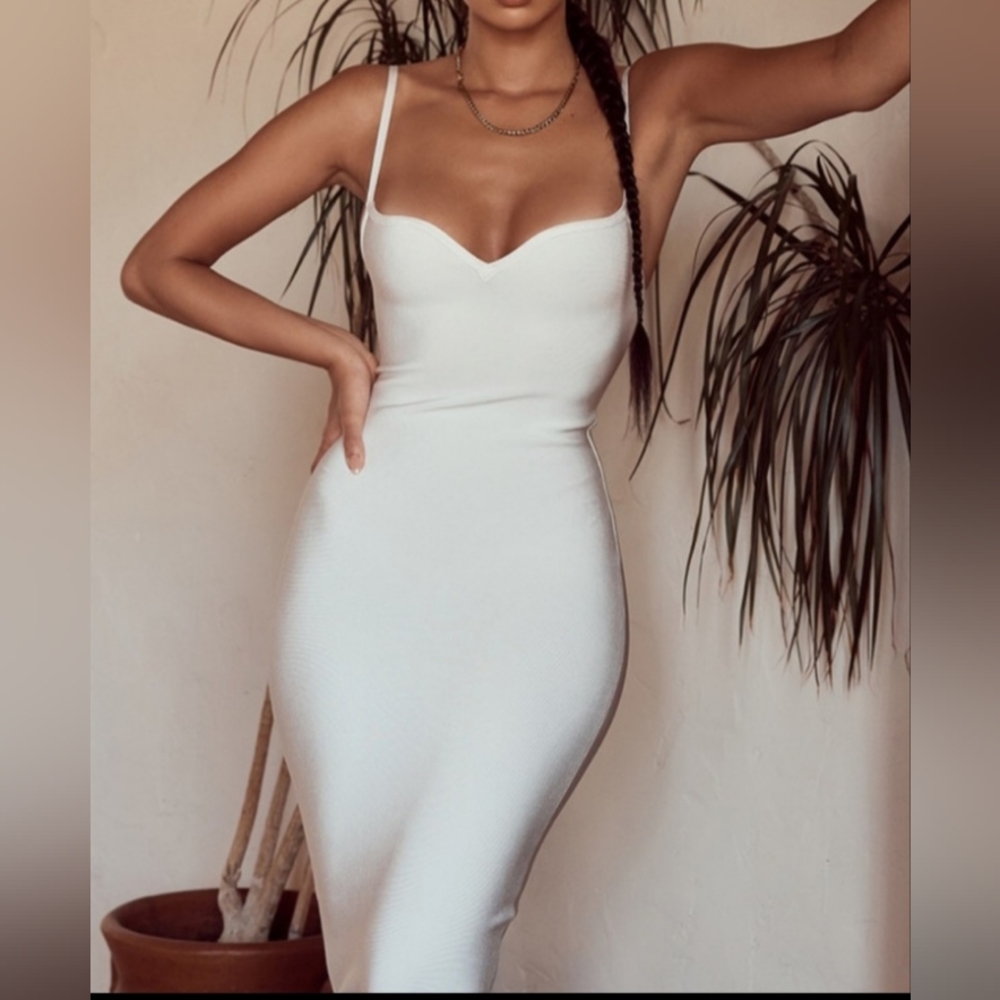 House of CB white midi bodycon dress